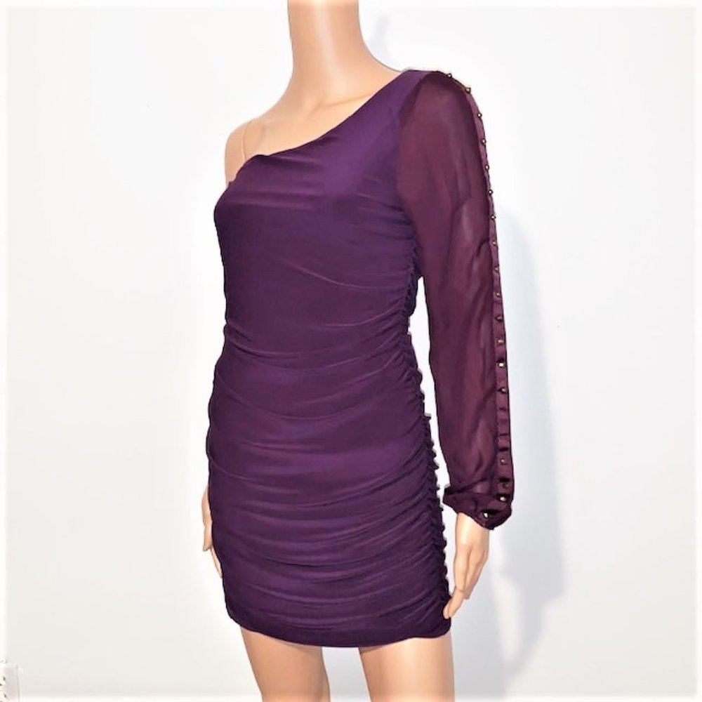 LIPSTICK One Shoulder Ruched Party Dress